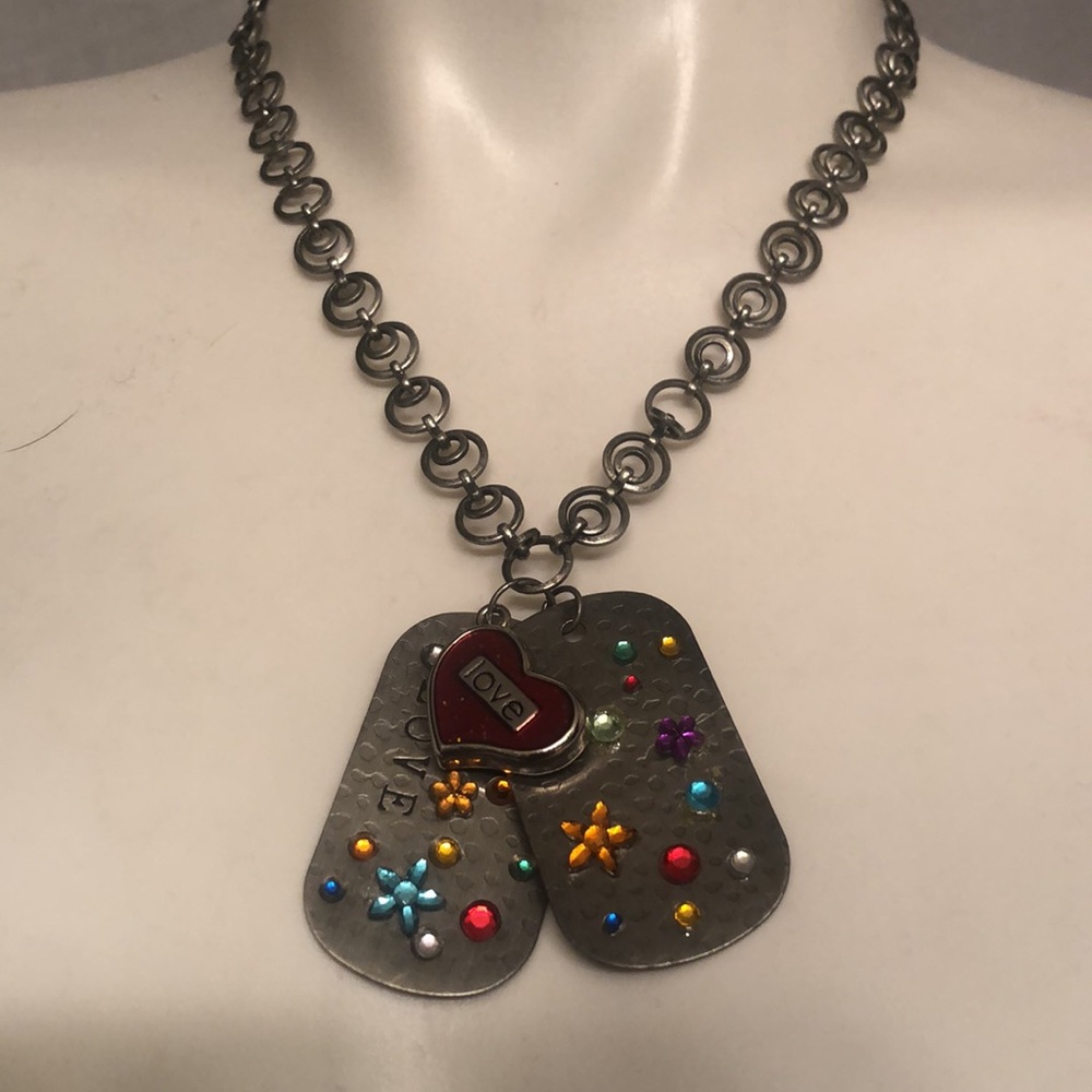 Love Dog Tags Love Charm Necklace